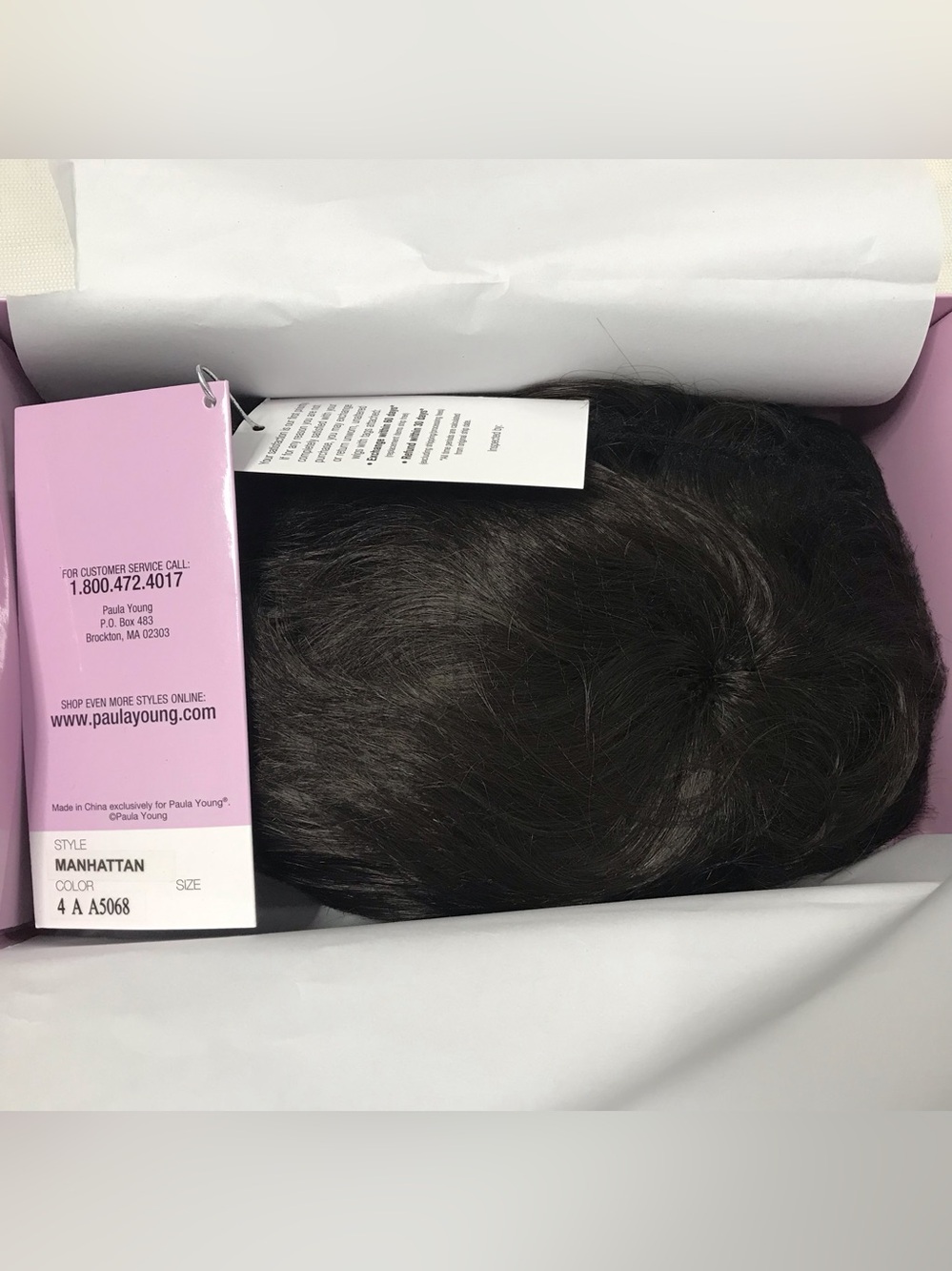 Paula Young Manhattan Human Hair Wig Black Dark Brown A5068 New